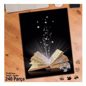 Asil Hobi Kitap-Bilgi-Işıltı-Siyah Zemin Yapboz-Ayak Destekli Çerçeveli 240 Parça Puzzle