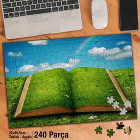 Asil Hobi Kitap-Çimen-Doğa-Manzara Yapboz-Ayak Destekli Çerçeveli 240 Parça Puzzle