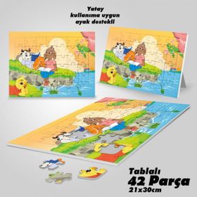 Asil Hobi Kitap Okuyan Hayvanlar-Doğa-Çocuklar İçin Eğitici Yapboz-Ayak Destekli 42 Parça Puzzle
