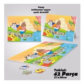 Asil Hobi Kitap Okuyan Hayvanlar-Doğa-Çocuklar İçin Eğitici Yapboz-Ayak Destekli 42 Parça Puzzle