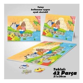 Asil Hobi Kitap Okuyan Hayvanlar-Doğa-Çocuklar İçin Eğitici Yapboz-Ayak Destekli 42 Parça Puzzle