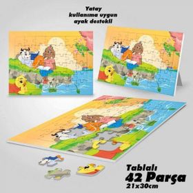 Asil Hobi Kitap Okuyan Hayvanlar-Doğa-Çocuklar İçin Eğitici Yapboz-Ayak Destekli 42 Parça Puzzle