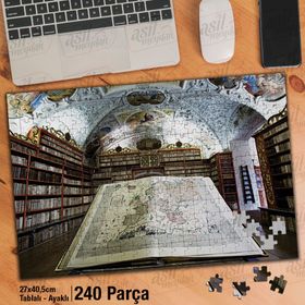 Asil Hobi Kitaplar-Kütüphane Yapboz-Ayak Destekli Çerçeveli 240 Parça Puzzle