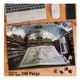 Asil Hobi Kitaplar-Kütüphane Yapboz-Ayak Destekli Çerçeveli 240 Parça Puzzle