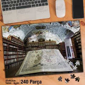 Asil Hobi Kitaplar-Kütüphane Yapboz-Ayak Destekli Çerçeveli 240 Parça Puzzle