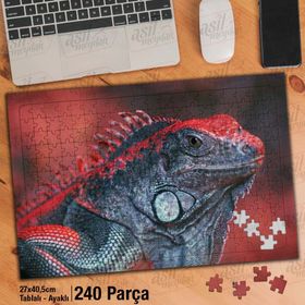 Asil Hobi Kızıl İguana-Vahşi Hayvanlar-Doğa Yapboz-Ayak Destekli Çerçeveli 240 Parça Puzzle