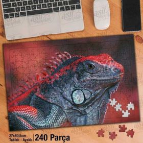 Asil Hobi Kızıl İguana-Vahşi Hayvanlar-Doğa Yapboz-Ayak Destekli Çerçeveli 240 Parça Puzzle