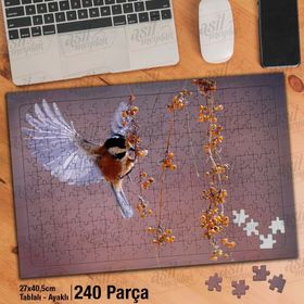 Asil Hobi Kızılgerdan-Kuş-Doğa-Manzara Yapboz-Ayak Destekli Çerçeveli 240 Parça Puzzle