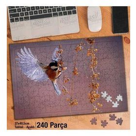 Asil Hobi Kızılgerdan-Kuş-Doğa-Manzara Yapboz-Ayak Destekli Çerçeveli 240 Parça Puzzle