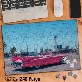 Asil Hobi Klasik Antika Araba-Otomobil-Tur Yapboz-Ayak Destekli Çerçeveli 240 Parça Puzzle