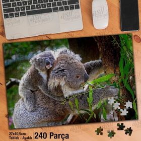 Asil Hobi Koala-Anne Ve Bebek Koala-Ağaç-Hayvan Yapboz-Ayak Destekli Çerçeveli 240 Parça Puzzle