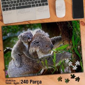 Asil Hobi Koala-Anne Ve Bebek Koala-Ağaç-Hayvan Yapboz-Ayak Destekli Çerçeveli 240 Parça Puzzle