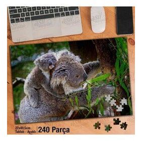 Asil Hobi Koala-Anne Ve Bebek Koala-Ağaç-Hayvan Yapboz-Ayak Destekli Çerçeveli 240 Parça Puzzle