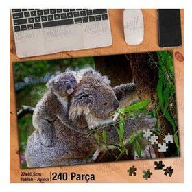 Asil Hobi Koala-Anne Ve Bebek Koala-Ağaç-Hayvan Yapboz-Ayak Destekli Çerçeveli 240 Parça Puzzle