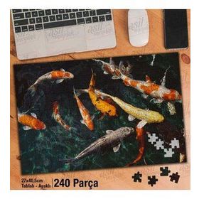Asil Hobi Koi Balığı-Renkli Akvaryum Balıkları Yapboz-Ayak Destekli Çerçeveli 240 Parça Puzzle