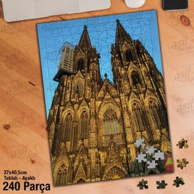 Asil Hobi Köln-Gökyüzü-Katedrali Dom Kilise Yapboz-Ayak Destekli Çerçeveli 240 Parça Puzzle