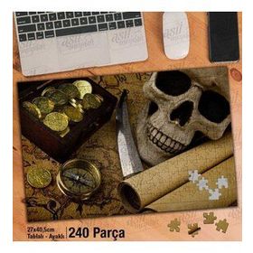 Asil Hobi Korsan Hazinesi-Altın-Pusula-Kurukafa Yapboz-Ayak Destekli Çerçeveli 240 Parça Puzzle