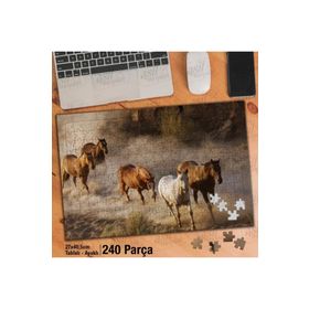Asil Hobi Koşan At Sürüsü-Vahşi Yaşam-Hayvan Yapboz-Ayak Destekli Çerçeveli 240 Parça Puzzle