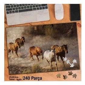 Asil Hobi Koşan At Sürüsü-Vahşi Yaşam-Hayvan Yapboz-Ayak Destekli Çerçeveli 240 Parça Puzzle