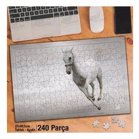 Asil Hobi Koşan Beyaz At-Vahşi Yaşam-Doğa Yapboz-Ayak Destekli Çerçeveli 240 Parça Puzzle