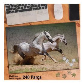 Asil Hobi Koşan Beyaz Atlar-Vahşi Hayvan-Doğa Yapboz-Ayak Destekli Çerçeveli 240 Parça Puzzle
