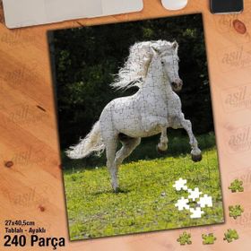 Asil Hobi Koşan Beyaz Atlar-Vahşi Hayvan-Doğa Yapboz-Ayak Destekli Çerçeveli 240 Parça Puzzle