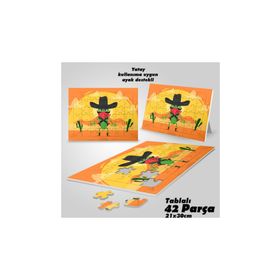 Asil Hobi Kovboy-Güneş-Kakdüs-Çöl-Çocuklar İçin Eğitici Yapboz-Ayak Destekli 42 Parça Puzzle
