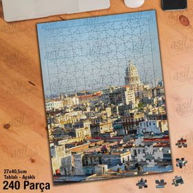 Asil Hobi Küba-Kent-Kuş Bakışı-Şehir-Manzara Yapboz-Ayak Destekli Çerçeveli 240 Parça Puzzle