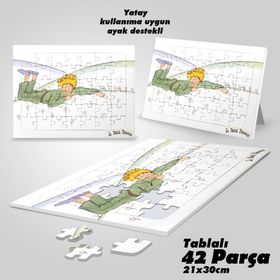 Asil Hobi Küçük Prens-Yapboz-Ayak Destekli Laminasyonlu Çerçeveli 42 Parça Puzzle