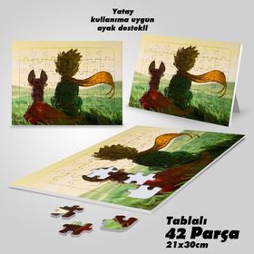 Asil Hobi Küçük Prens-Yapboz-Ayak Destekli Laminasyonlu Çerçeveli 42 Parça Puzzle