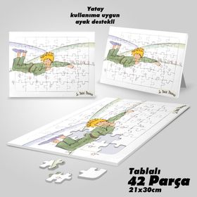 Asil Hobi Küçük Prens-Yapboz-Ayak Destekli Laminasyonlu Çerçeveli 42 Parça Puzzle
