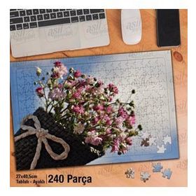 Asil Hobi Küçük Renkli Çiçek Buketi-Gökyüzü Yapboz-Ayak Destekli Çerçeveli 240 Parça Puzzle
