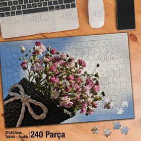 Asil Hobi Küçük Renkli Çiçek Buketi-Gökyüzü Yapboz-Ayak Destekli Çerçeveli 240 Parça Puzzle