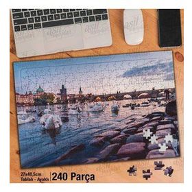 Asil Hobi Kuğu-Göl-Köprü-Manzara-Hayvan Yapboz-Ayak Destekli Çerçeveli 240 Parça Puzzle