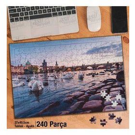 Asil Hobi Kuğu-Göl-Köprü-Manzara-Hayvan Yapboz-Ayak Destekli Çerçeveli 240 Parça Puzzle