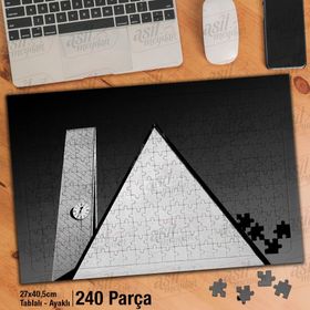 Asil Hobi Kuleli Saat-Üçgen-Açı-Mimari Yapboz-Ayak Destekli Çerçeveli 240 Parça Puzzle
