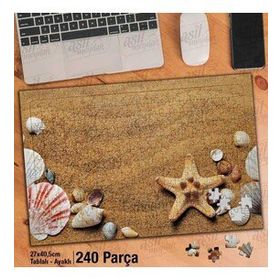 Asil Hobi Kum Üzerinde Deniz Yıldızı-Deniz Kabukları Yapboz-Ayak Destekli Çerçeveli 240 Parça Puzzle