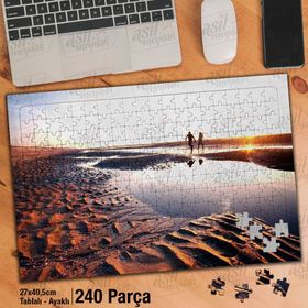 Asil Hobi Kumsal-Sahil-İki Çift-Romantik-Gün Yapboz-Ayak Destekli Çerçeveli 240 Parça Puzzle