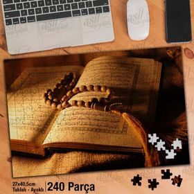 Asil Hobi Kuran-I Kerim-Tesbih-Dini Yapboz-Ayak Destekli Çerçeveli 240 Parça Puzzle