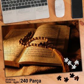 Asil Hobi Kuran-I Kerim-Tesbih-Dini Yapboz-Ayak Destekli Çerçeveli 240 Parça Puzzle