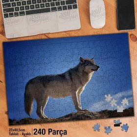 Asil Hobi Kurt-Vahşi Yaşam-Doğa-Hayvan-Köpek Yapboz-Ayak Destekli Çerçeveli 240 Parça Puzzle