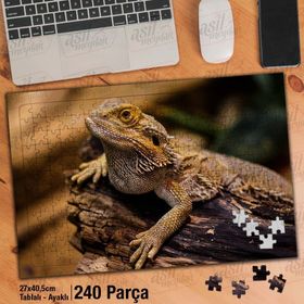 Asil Hobi Kuru Ağaç Üzerinde Kertenkele-Hayvan Yapboz-Ayak Destekli Çerçeveli 240 Parça Puzzle