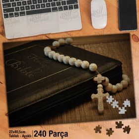 Asil Hobi Kutsal Kitap-Haç-Hırıstiyan-Din Yapboz-Ayak Destekli Çerçeveli 240 Parça Puzzle