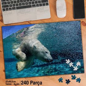 Asil Hobi Kutup Ayısı-Deniz-Vahşi Hayvan Yapboz-Ayak Destekli Çerçeveli 240 Parça Puzzle