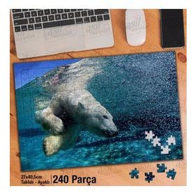 Asil Hobi Kutup Ayısı-Deniz-Vahşi Hayvan Yapboz-Ayak Destekli Çerçeveli 240 Parça Puzzle