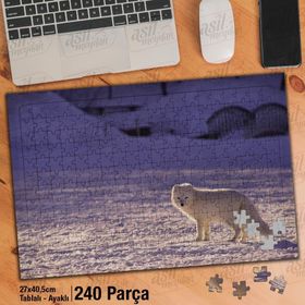 Asil Hobi Kutup Tilkisi-Kar-Soğuk-Beyaz-Doğa Yapboz-Ayak Destekli Çerçeveli 240 Parça Puzzle