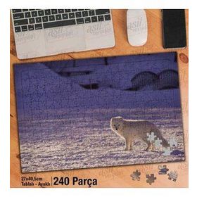 Asil Hobi Kutup Tilkisi-Kar-Soğuk-Beyaz-Doğa Yapboz-Ayak Destekli Çerçeveli 240 Parça Puzzle