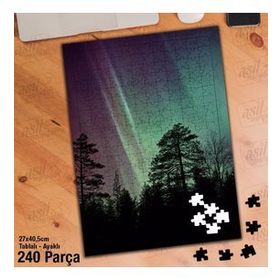 Asil Hobi Kuzey Işıkları-Ağaç-Doğa Yapboz-Ayak Destekli Çerçeveli 240 Parça Puzzle