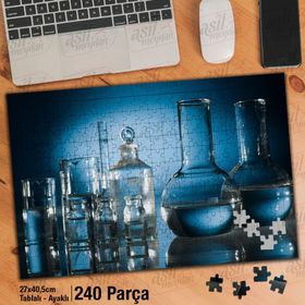 Asil Hobi Labarotuvar-Kimya-Simya-Deney Tüpleri Yapboz-Ayak Destekli Çerçeveli 240 Parça Puzzle