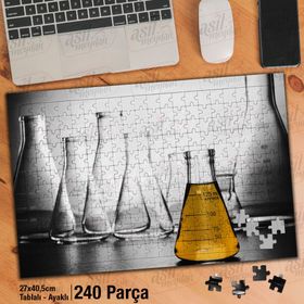 Asil Hobi Laboratuvar-Deney--Şişeler-Kimya Yapboz-Ayak Destekli Çerçeveli 240 Parça Puzzle
